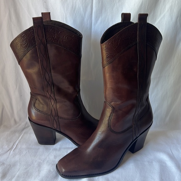 Antonio Melani Leather Dark Brown Boots 9.5M New with deffect - Picture 2 of 16